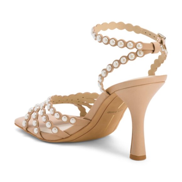 NEW DOLCE VITA Leather Hellen Faux Pearl Dress Heels in Light Blush 1025 3m7 - Picture 3 of 7